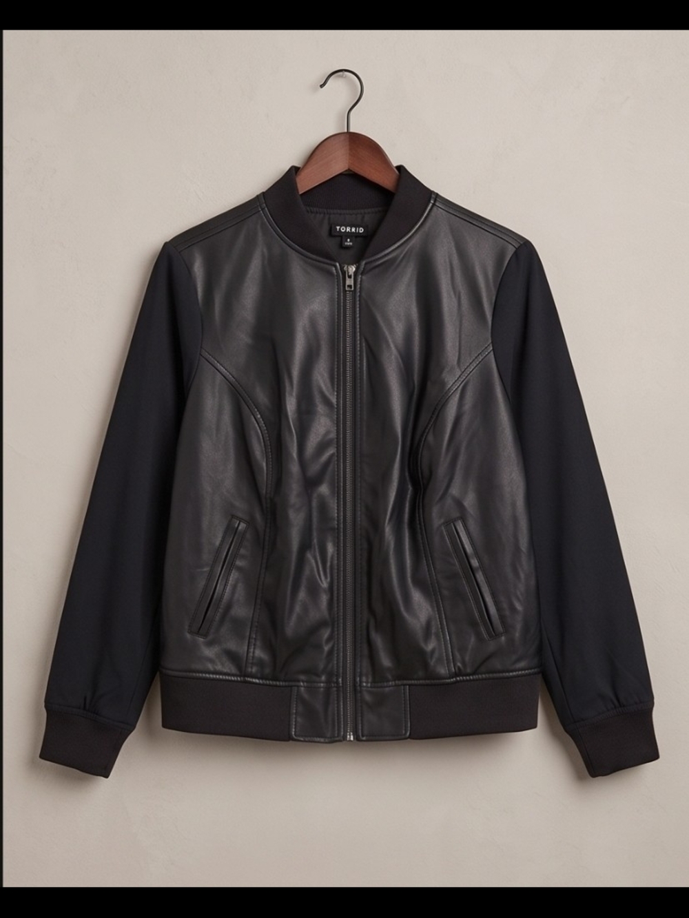 Torrid Black Faux Leather Bomber Jacket